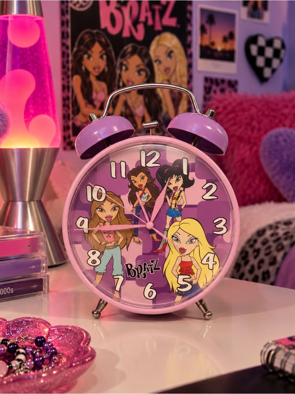 Livin Bratz Blazin Hot Battery Operated Pink Purple Oversized Alarm Clock